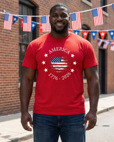 Red T-Shirt Celebrating The 250 Anniversary Of The Founding Of The United States