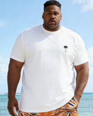 Men's Big & Tall Orange With White Short Sleeve T-Shirt Shorts Set