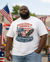 250 Anniversary Of The Founding Of The United States Eagle & Statue Of Liberty Printed T-Shirt