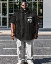 Striped Letter Color Short-sleeved Shirt Plus Size Men's Suit
