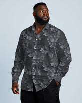 Business Jacquard Three-dimensional Lapel Long Sleeve Shirt Men's Plus Size