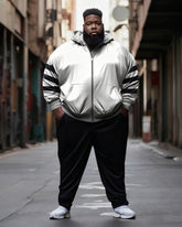 Men's Plus Size Jogger White Sportswear Two Piece Set