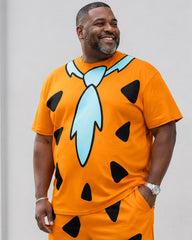 Fred Flintstone Tie Big Men Short-sleeved T-shirt & Shorts Set