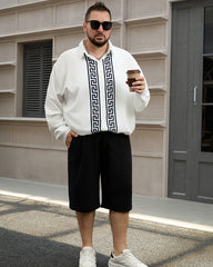 Men's Plus Size Simple Geometric Stripes Long Sleeve Shirt