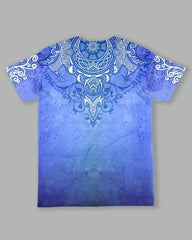 Men's Plus Size Blue Esbat Print T-Shirt Shorts Suit