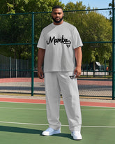 Men's Artistic Letter Mamba Triangle Pattern Printed Casual Big & Tall Short Sleeve T-shirt Pants Set
