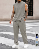 🔥Summer Sets 50% Off Exclusive ✨ Men's Texture Fabric Vest Straight Casual Pants Sports Two-piece Set