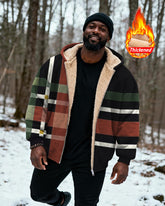 Big & Tall Men's Multicolor Plaid Print Velvet Thickened Zipper Hoodie