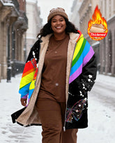 Rainbow Butterfly Splash Ink Printed Velvet Thickened Long Hooded Exterior