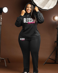 Women's Big & Tall Blessed Periodt Lettering Hoodie Set