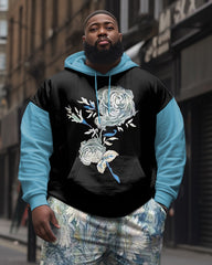 Big Guys 2-Piece Tracksuit Casual Rose Contrast Hoodie Set