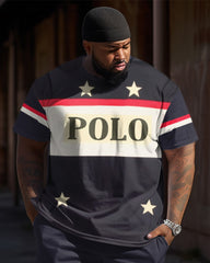 Men's Plus Size Color Matching Star Sports And Leisure Two-Piece Suit