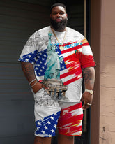 Men's Plus Size Independence Day Flag Statue Of Liberty Print Large Men's Suit