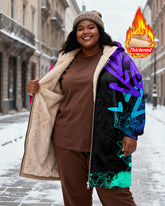 Neon Contrast Graffiti Print Velvet Thickened Long Hooded Exterior