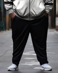 Men's Plus Size Jogger White Sportswear Two Piece Set