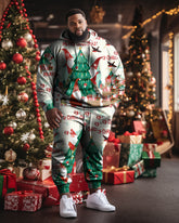 Men's Big & Tall Christmas Tree Forest Graffiti Hoodie Set of Two