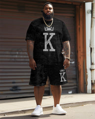 Street Casual King With Crown Distressed Print Large Men's Suit