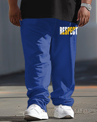 Men's Plus Size Casual Letter Print T-Shirt Trousers Suit