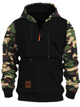 Stitching Hooded Men's Fashion Camouflage American Vintage Zipper Sweater