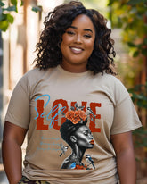 Women's Plus Size Black Culture Round Neck Short Sleeve T-Shirt