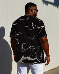 Men's Plus Size Black Quicksand Short Sleeve T-shirt