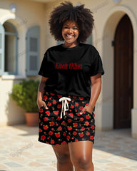 Couple Rose Short-sleeved T-shirt Shorts Suit Large