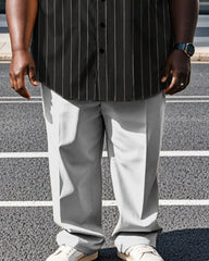 Striped Letter Color Short-sleeved Shirt Plus Size Men's Suit