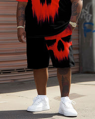 Big Guy's Street Fashion Horror Movie Print T-Shirt Shorts Set