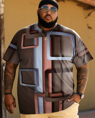 Men's 3D Plus Size Artistic Abstract Plaid Print Short Sleeve T-Shirt