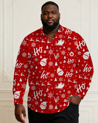 Men's Plus Size Red Christmas Holiday Warm Casual Shirt