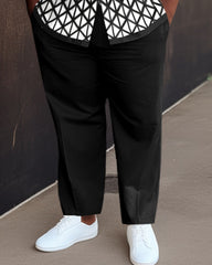 Men's Plus Size Lattice Gradient Short Sleeve 2 Piece Walking Suit