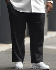 Men's Plus Size Simple Diamond Print Short Sleeve Shirt Suit