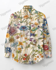 Abstract Impression Long Sleeve Shirt Men's Plus Size