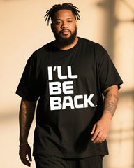 Big & Tall Men's I'll Be Back Alphabet Print T-Shirt Pants Suit