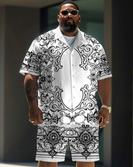Big Men's Daily Casual Baroque Art Painting Print Shirt Shorts Set