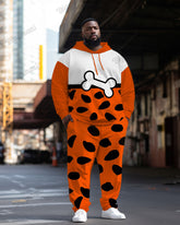 Men's Spirit Halloween Polka Dot Orange Print Plus Size Hoodie Suit