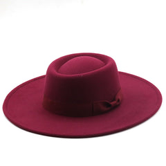 Multicolor Autumn/Winter Wool Big Brim Jazz Hat