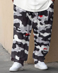 Big Guys Street Retro Super Hip-Hop Camouflage Casual Two-piece Set