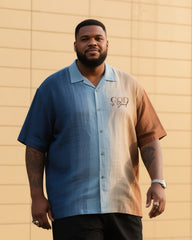 Big Men's Gradient Short Sleeve Shirt Shorts Suit