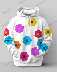 Men's Colorful Flowers Print Plus Size Hoodie Suit