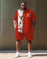 Men's Big & Tall Santa Claus Reindeer Short Sleeve Shirt Shorts Set