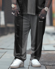 Men's Large Simple Colorblock Nose Letter Print T-Shirt Pants Suit