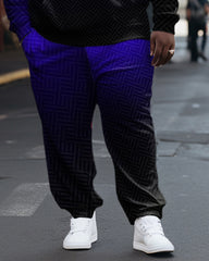 Men's Big and Tall Casual Hip Hop Geometric Hoodie Set of Two