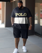 Men's Big & Tall Color Matching Sport Polo Two-Piece Set