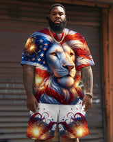 Men's Big and Tall Independence Day Flag Lion Print Set