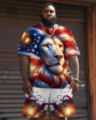 Men's Big and Tall Independence Day Flag Lion Print Set