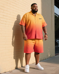 Big Man's Fire Cloud Gradient Micro-standard Short Sleeve Shirt Shorts Suit