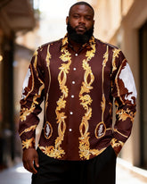 Big & Tall Men's Vintage Curry Baroque Print Long Sleeve Shirt