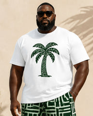 Big & Tall Men's Geometric Maze Coconut Print Round Neck Short Sleeve T-shirt Shorts Set
