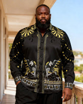 Big & Tall Men's Geometric Cheetah Print Long Sleeve Shirt